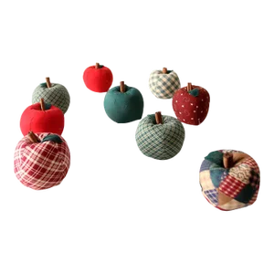 Vintage Hand-Made Fabric Apple Ornaments Set of 9
