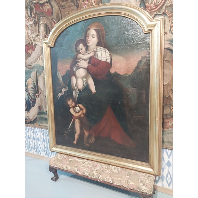 Italian School Artist, Madonna and Child with the Infant Saint John, 1690s, Oil Painting on Canvas, Framed For Sale - Image 13 of 15