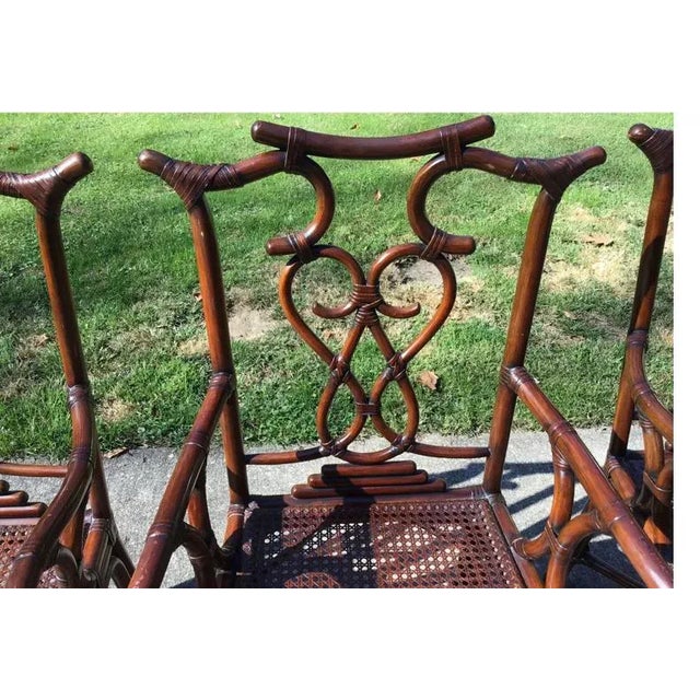 Maitland - Smith McGuire Style Marson Carson Chinese Rattan Chippendale Chairs - a Pair For Sale - Image 4 of 9