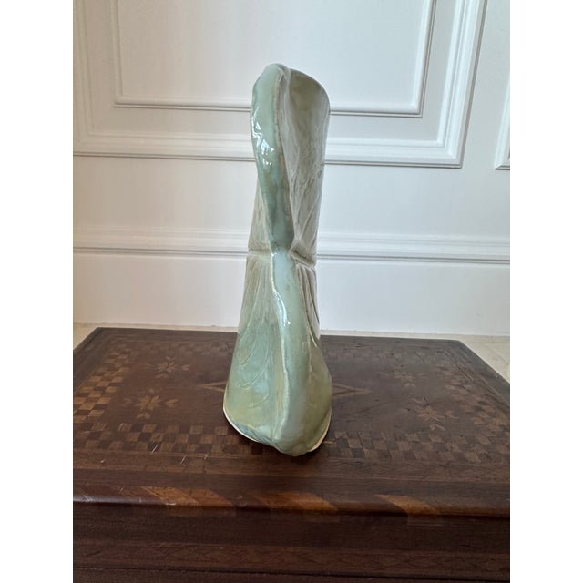 Vintage Signed Leaf Shaped Glazed Ceramic Vase For Sale - Image 10 of 13