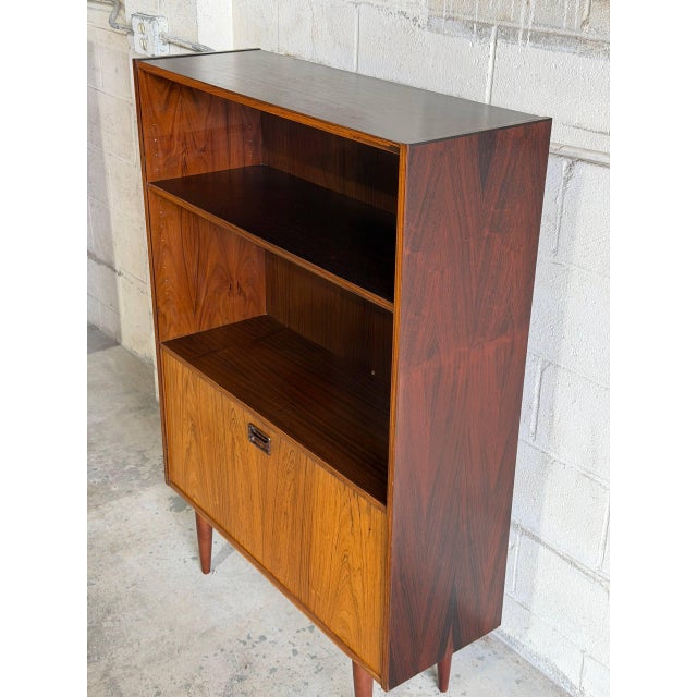 Rosewood Bookcase With Drop Down Storage Door Denmark 1960s For Sale In Los Angeles - Image 6 of 10