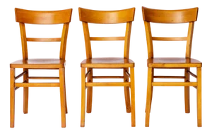 Mid-Century Frankfurter Chairs in Beech, 1970s, Set of 3
