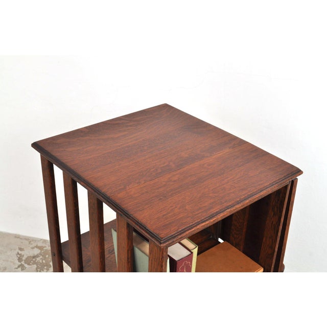 Wood Antique Revolving Bookcase in Oak with Top, 1900s For Sale - Image 7 of 17