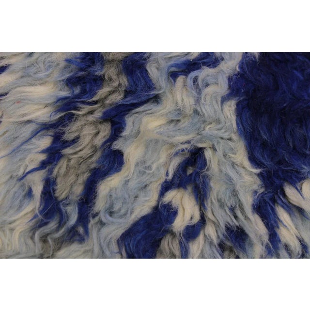 Textile 1990s Modern Bauhaus Moroccan Blue Wool Rug - 8′ × 10′3″ For Sale - Image 7 of 8