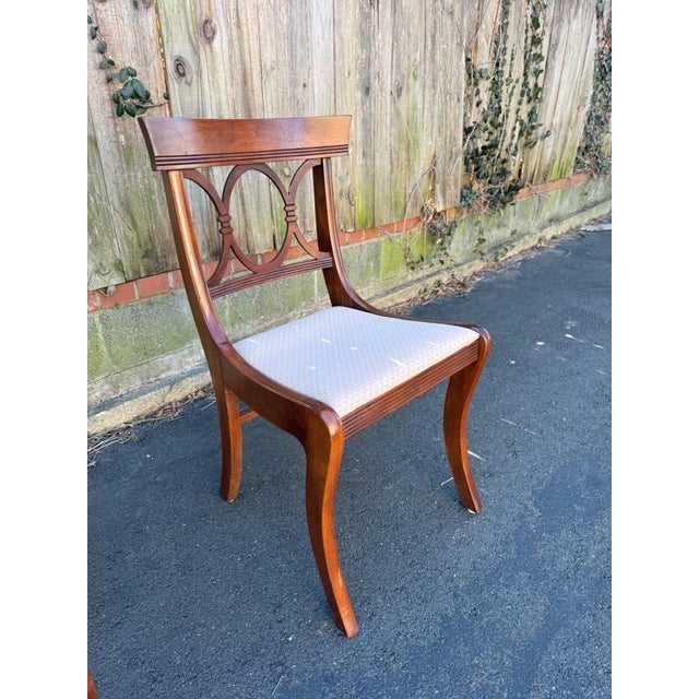 Mid 20th Century Set of 4 Tell City Duncan Phyfe Style Mahogany & Upholstered Dining Chairs For Sale - Image 12 of 15