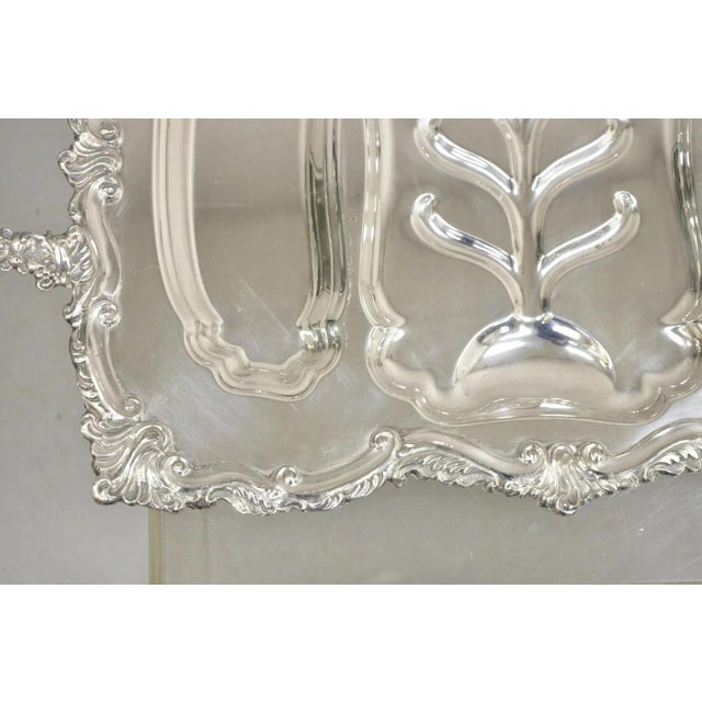 Mid 20th Century Vintage Victorian Silver Plated Twin Handle Meat Cutlery Serving Platter Tray For Sale - Image 5 of 12