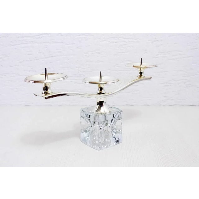 Candleholder in Glass and Silver Metal from Peill & Putzler, 1970s For Sale - Image 3 of 12