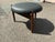 Mid-Century Modern Mid Century Style Round Walnut and Black Leather Ottoman For Sale - Image 3 of 9