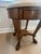 Round Wood and Travertine Top Sussex Side Table/Nightstand Attributed to Kreiss Sussex—Natural Walnut With Neoclassical Paws For Sale In New York - Image 6 of 13
