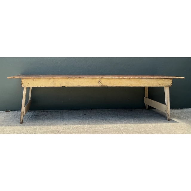 Farmhouse Vintage Rustic Wood Farmhouse Table For Sale - Image 3 of 13