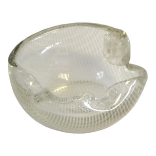 1960s Cenedese Style Murano Art Glass Bowl With White Net For Sale
