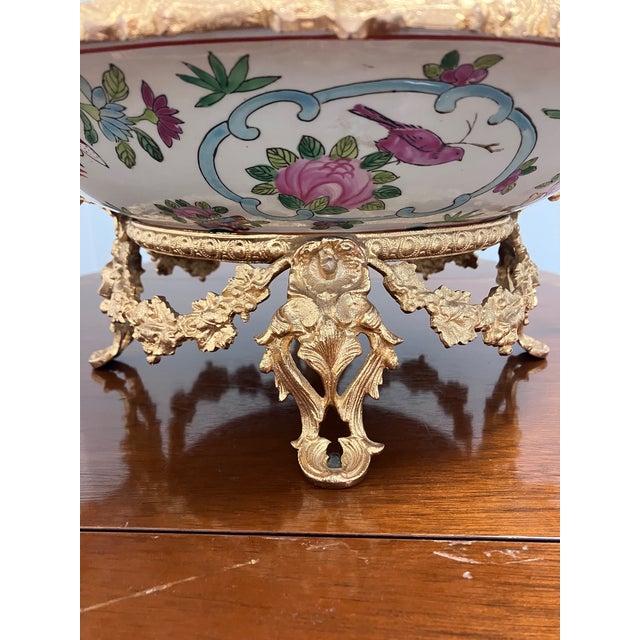 1940s 1940s Famille Rose Porcelain and Ormolu Centerpiece Plate For Sale - Image 5 of 8