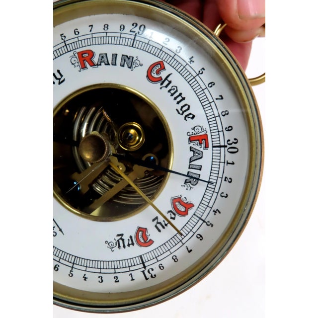 Brass Vintage Brass Wall Mount or Desk Top Barometer Made in Germany For Sale - Image 8 of 13