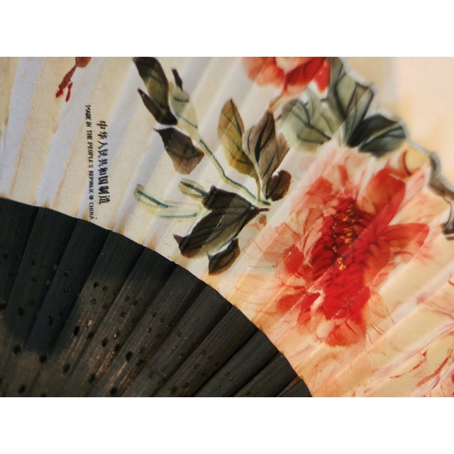 Green Vintage Hand Held Fan From the Peoples Republic of China For Sale - Image 8 of 9