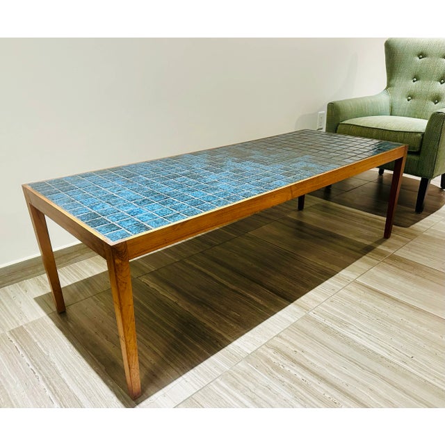 Haslev Severin Hansen Rosewood Teal Tile Coffee Table Bench Haslev Mobelfabrik Denmark 1960s For Sale - Image 4 of 9