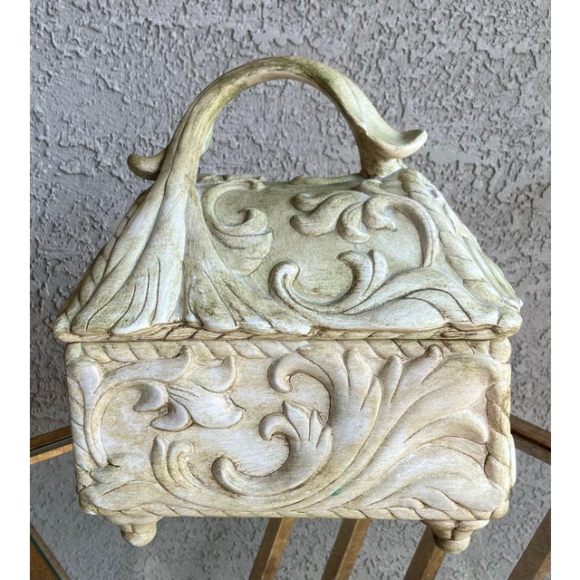 Neoclassical Circa 1960 Neoclassic-Style Ceramic Bisque Acanthus Leaf Lidded Centerpiece Box For Sale - Image 3 of 18