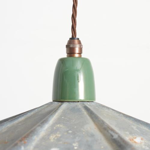 French Coolie Galvanised Zinc Pendant Light, 1930s For Sale - Image 4 of 5