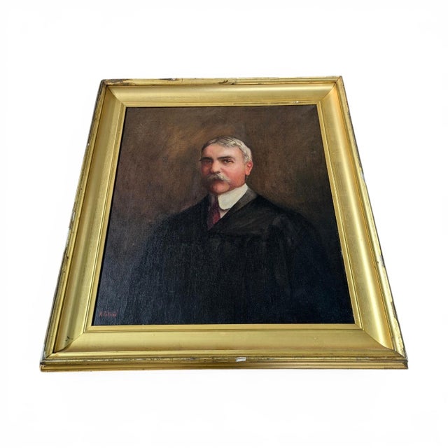 Brown Early 20th Century Antique Oil Portrait For Sale - Image 8 of 13