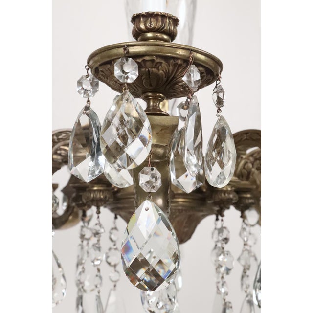 Restored 1930s Victorian Crystal & Bronze Chandelier For Sale - Image 12 of 15