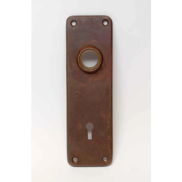 Traditional Pair of Antique 6.5 In. Bronze Sargent Door Back Plates For Sale - Image 3 of 6