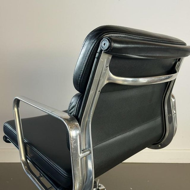 Black Leather Soft Pad Chair by Eames, 1960s For Sale - Image 6 of 7