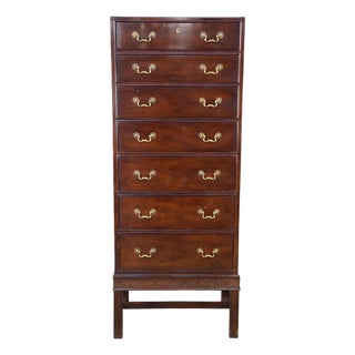 Henredon 18th C. Chippendale Style Mahogany Semainier Chest Lingerie Dresser 59" For Sale