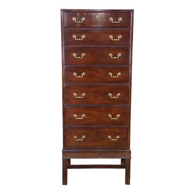 Henredon 18th C. Chippendale Style Mahogany Semainier Chest Lingerie Dresser 59" For Sale