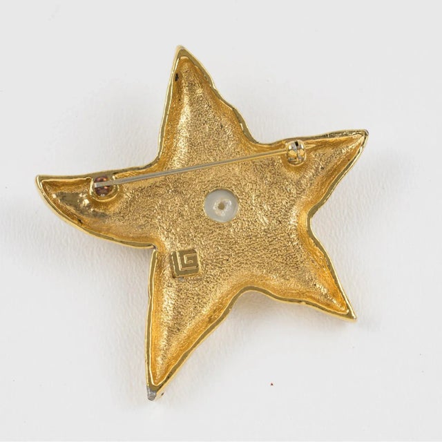 Guy Laroche Gilt Metal and Pearl Starfish Pin Brooch For Sale - Image 4 of 6