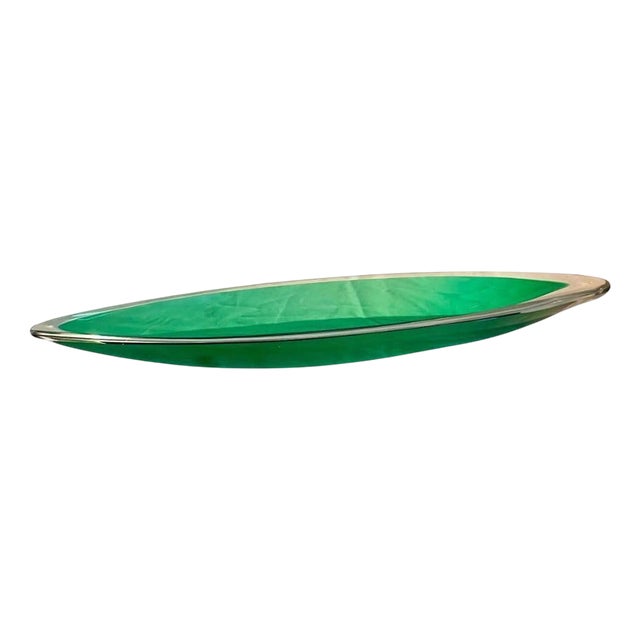 Large Emerald Green Bowl attributed to Vicke Lindstrand for Kosta, 1950s For Sale