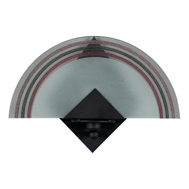 Crescent Moon Wall Lamp in Satin Murano Glass and Metal, 1970s For Sale