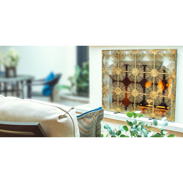 Contemporary Aged Silver Halo Fireplace Screen For Sale - Image 3 of 9