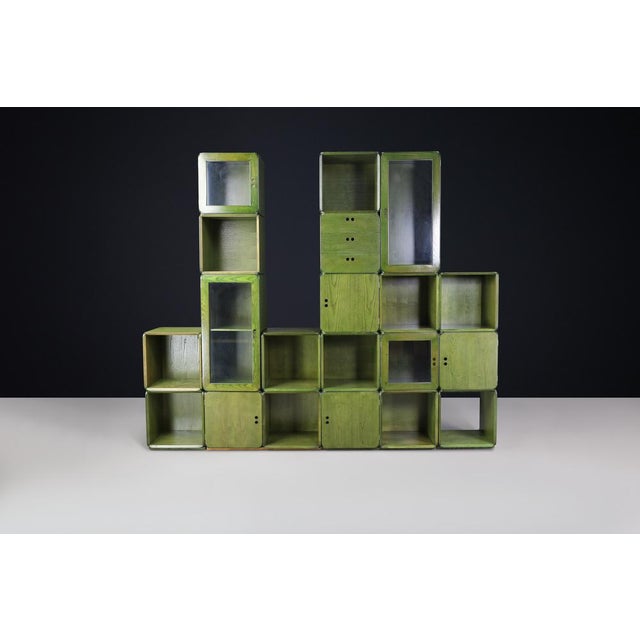 Green Modular Cabinet by Derk Jan de Vries for Maisa di Seveso, 1970s, Set of 19 For Sale - Image 15 of 18