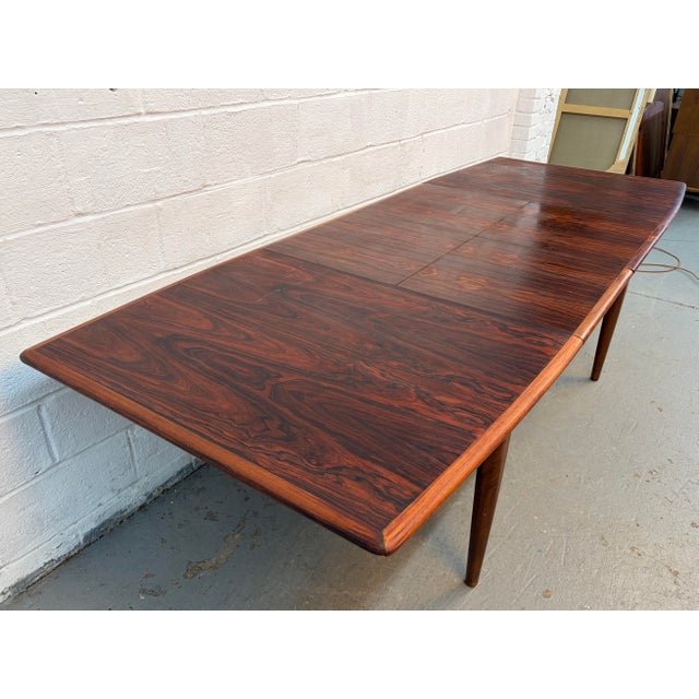 Mid-Century Modern Danish Rosewood Expanding Butterfly Leaf Dining Table For Sale - Image 13 of 17