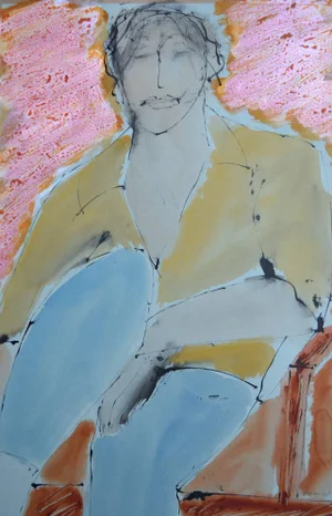 'In The Pink' Contemporary Mixed Media Figurative Painting by John Emanuel 2014