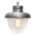 1950s Vintage Industrial Grey Metal & Frosted Glass Pendant Lamp For Sale - Image 5 of 9