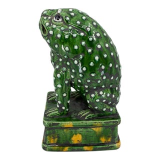 Large Chinese Export Biscuit Glazed Toad Figure For Sale