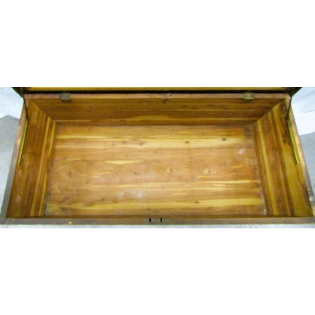 Wood 19th Century Early American Style Cedar Constructed Trunk Blanket Chest Castors For Sale - Image 7 of 16