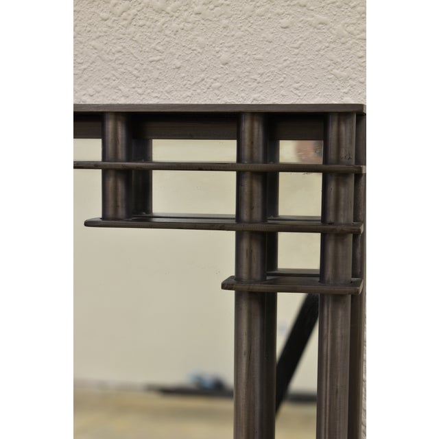 Gray Minimalist Industrial Steel Entry Table With Mirror For Sale - Image 8 of 10