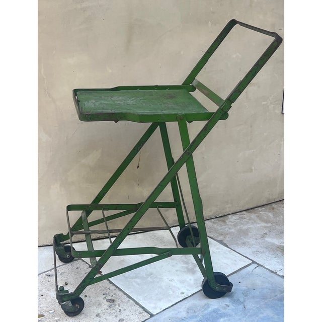 Vintage Green Metal Cart, C. 1930's For Sale In San Francisco - Image 6 of 7