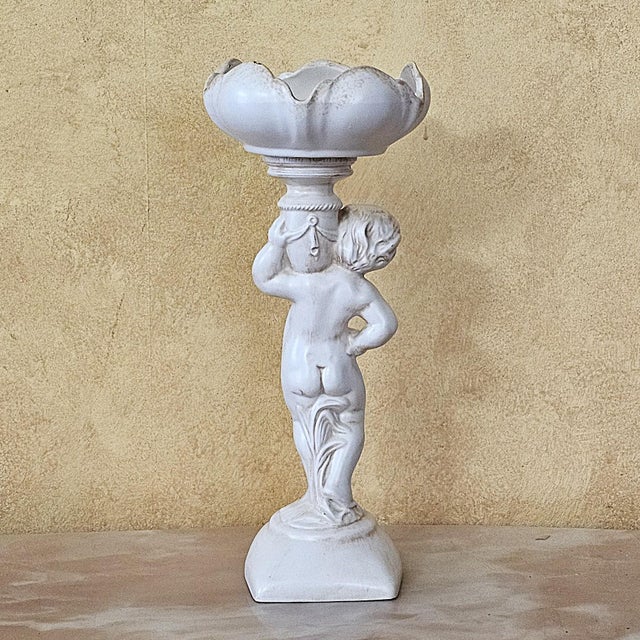 1960s Arnel’s Ceramic Cherub Pedestal Compote Bowl, Canby Oregon For Sale - Image 9 of 18