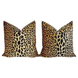 Designer Braemore Leopard Velvet Pillows - Pair For Sale