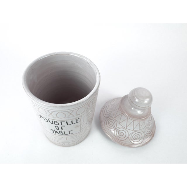 Antique White Robert Picault Vallauris 'Poubelle De Table' Pot, c.1950 For Sale - Image 8 of 11