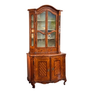 18th Century Italian Cube Parquetry Bookcase Cabinet in Walnut and Fruitwood For Sale