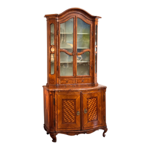 18th Century Italian Cube Parquetry Bookcase Cabinet in Walnut and Fruitwood