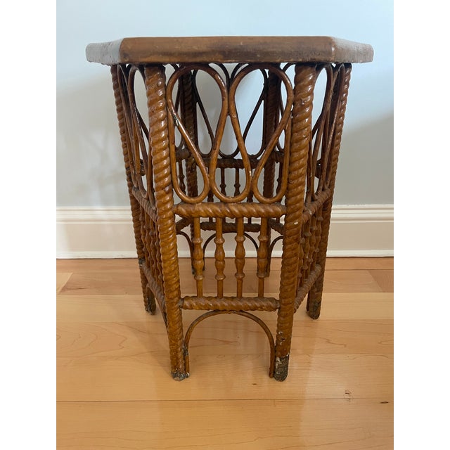 Barley Twist Wood and Wicker Table For Sale - Image 4 of 11
