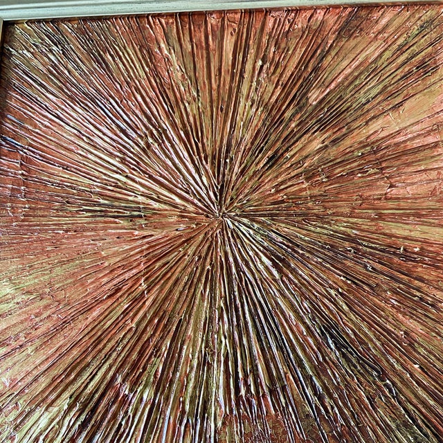 2020s Textured Sunburst Wall Art Original Acrylic & Clay Painting by Tatiana Duperault For Sale - Image 5 of 6