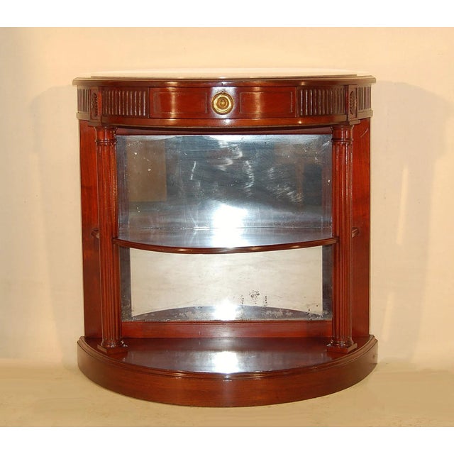 Antique Half Moon Mirrored Mahogany Serving Console For Sale - Image 11 of 11