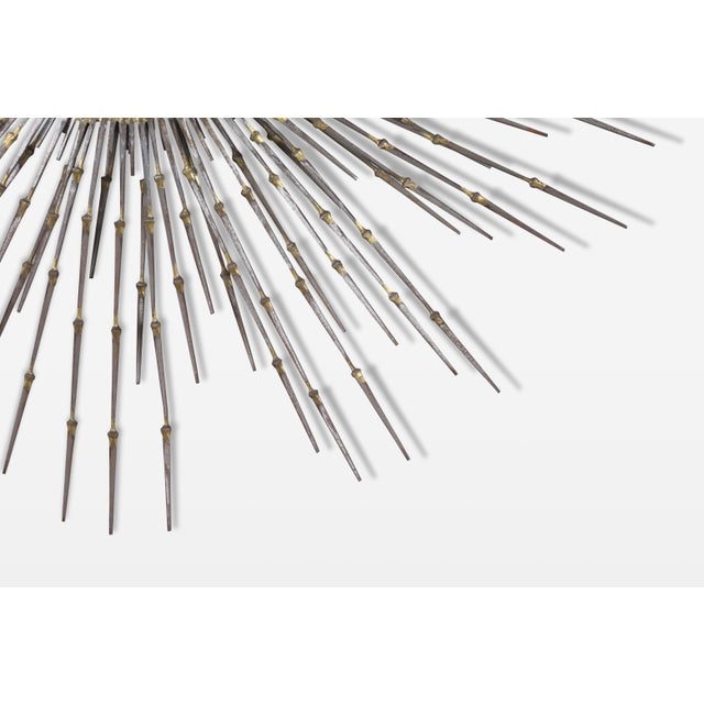 1970s Vintage Brutalist “Starburst” Metal Wall Sculpture by A. Duerst, Signed For Sale - Image 5 of 9