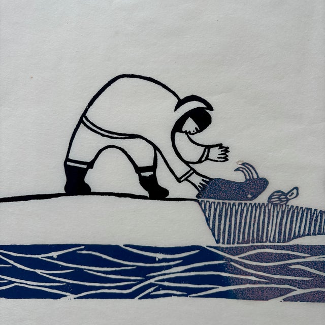 Pitseolak Ashoona "Butchering Walrus on the Floe" 1967 Cape Dorset Inuit Stone Engraving - Limited Edition 36/50 For Sale In Los Angeles - Image 6 of 14