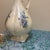 Ivory Vintage Iridescent Ivory Ceramic Pitcher Vase Hand-Painted Blue Flowers & Gilt Trim For Sale - Image 8 of 10